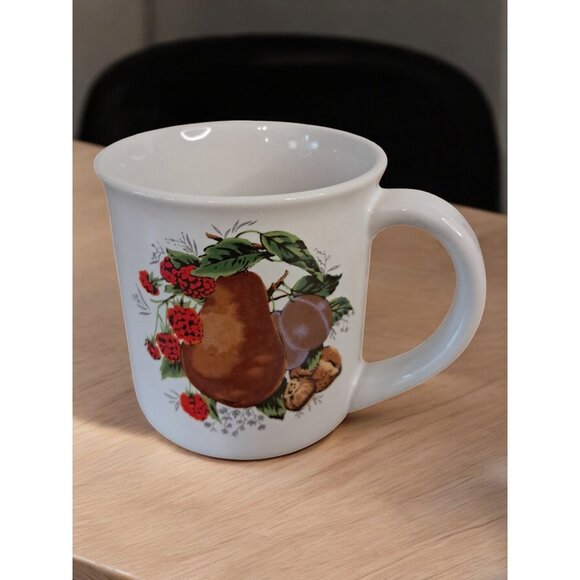 Stoneware Set Of Six Fruit Print Coffee Cups Mugs - Picture 7 of 16